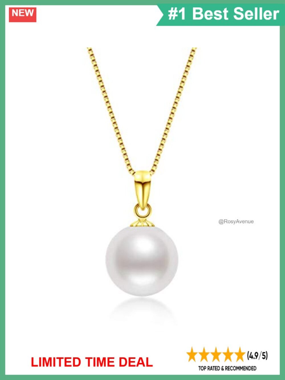 18K Gold Freshwater Pearl Pendant Necklace Sterling Silver 18" Women Jewelry